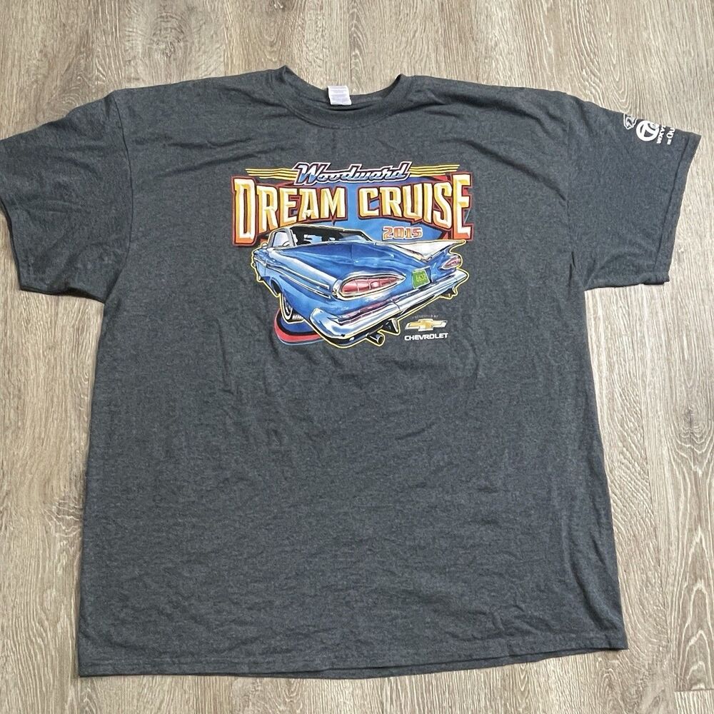 Woodward Dream Cruise 2015 Chevrolet Mens 2XL Gray Short Sleeve Graphic Tee